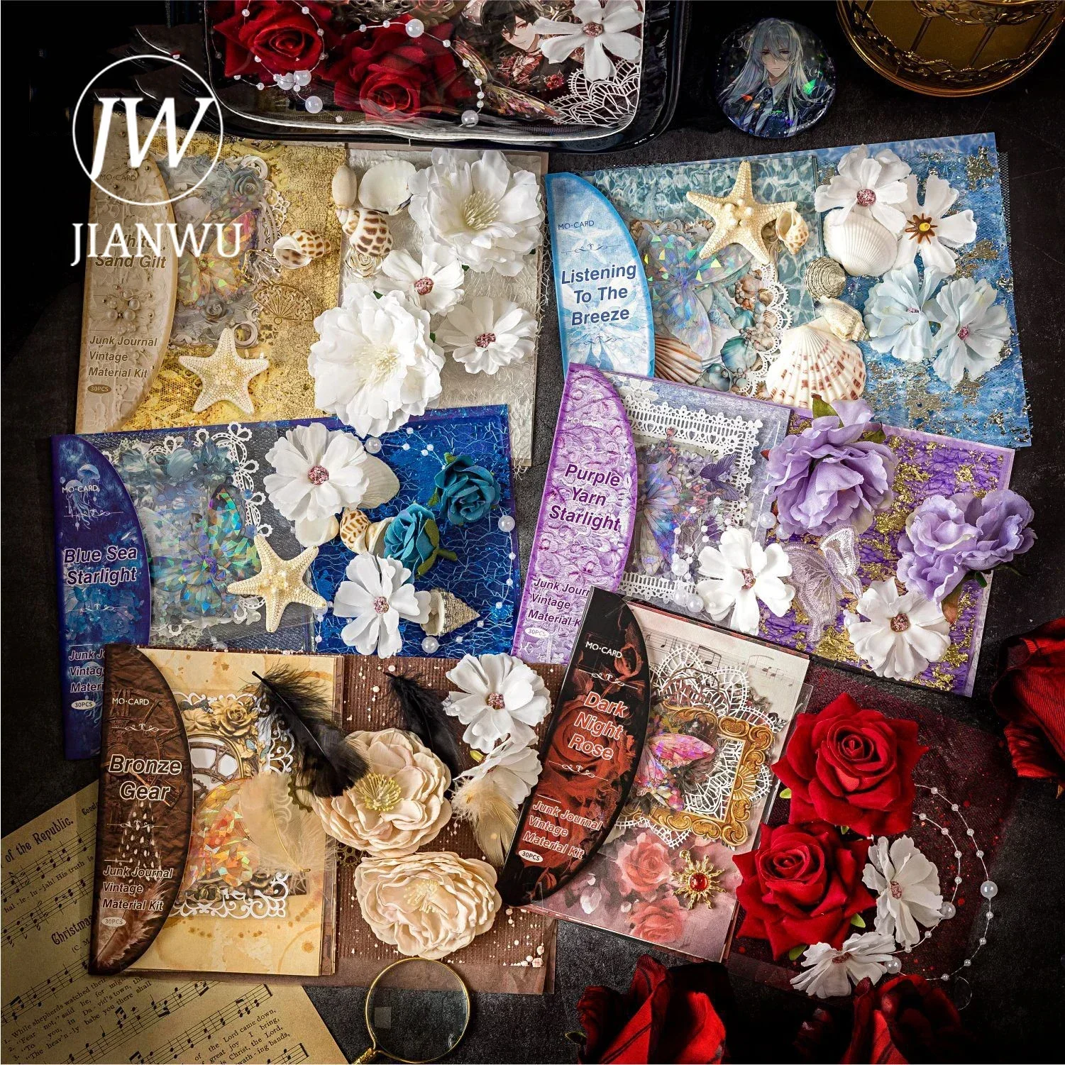 JIANWU Art Scrap Book Series Vintage Lace Butterfly Landscaping  Collage Decor Material Package Creative DIY Journal Stationery