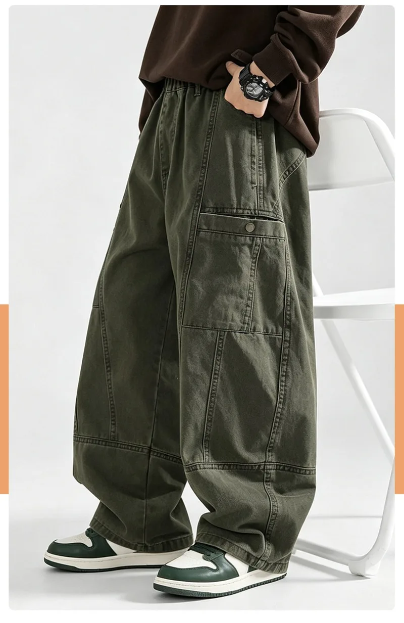 Kinder Jungen Gerade Hosen UNITIM Herbst Junior Jungen Latzhosen Lose Lässige Elastische Taille Teenager Jungen Weite Hosen – Detail 13