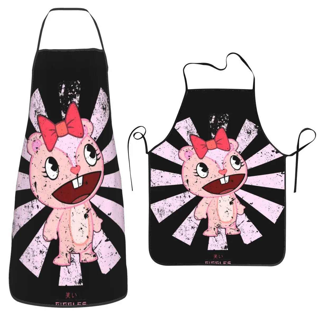 

Японские фартуки Happy Tree Friends, фартуки для шеф-повара, приготовления пищи, выпечки, нагрудник без рукавов, кухонный сарафан для уборки