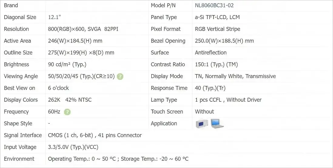 NL8060BC31-02  NL8060BC31-01  12.1 inch lcd panel  Original & A+Grade in stock  tested work before shipment