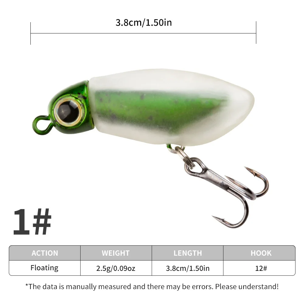 

Topwater Fishing Lures Floating Grasshopper Locust Bait 2.5g 3.8cm Soft Plastic Micro Pencil Fake Minnow Insect Horse Mouth