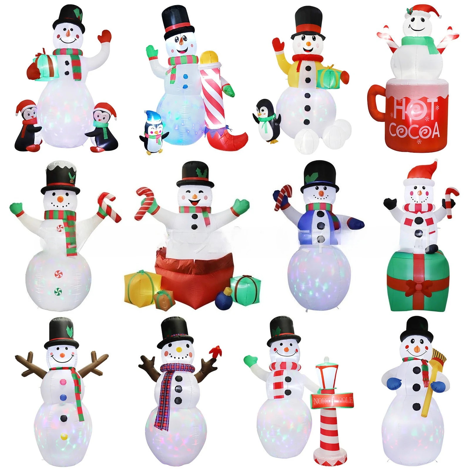 2.4M LED Christmas Lights Outdoor Christmas Snowman Giant Inflatable for Outdoor Christmas Garden