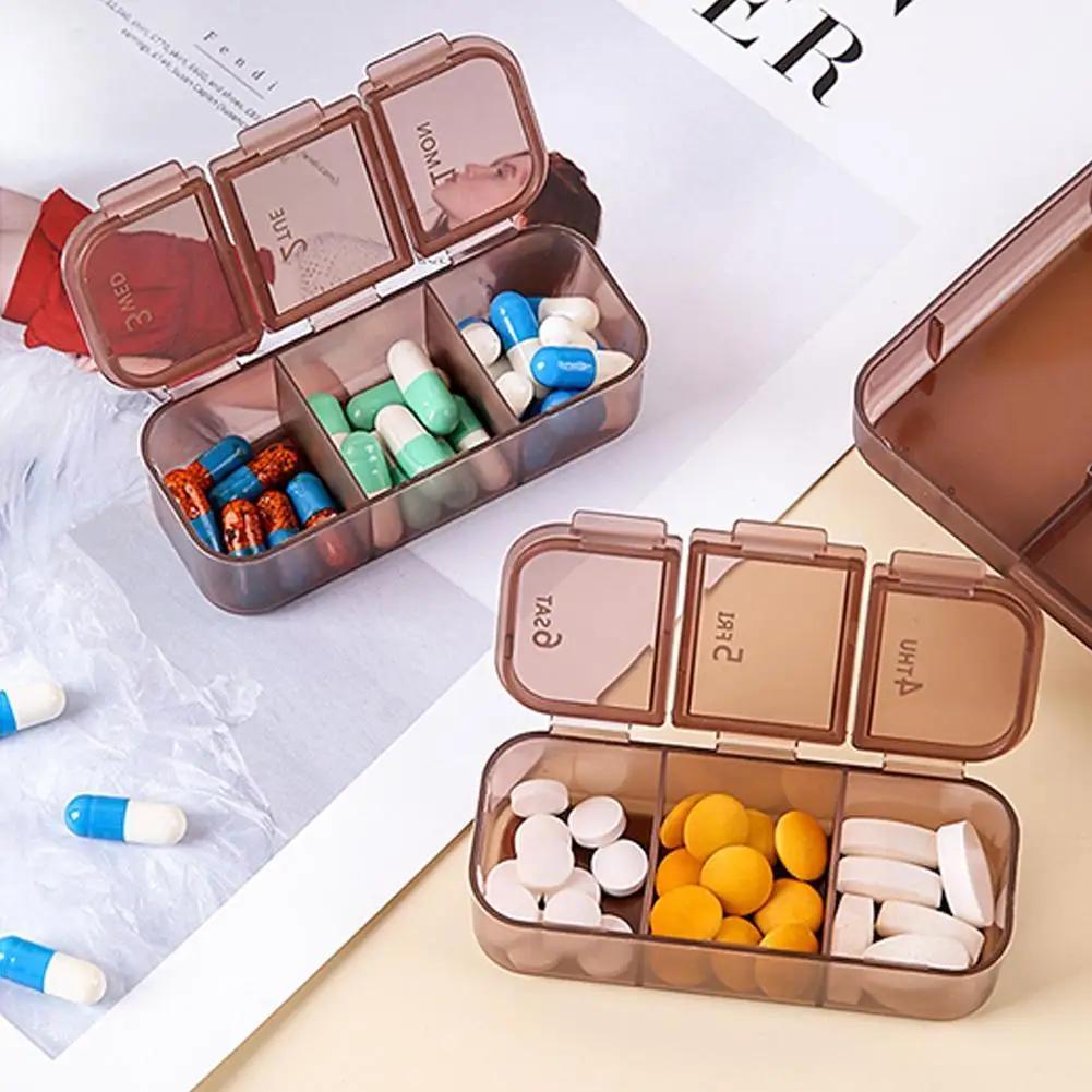 Portable Moisture-proof 7 Days Pill Box Seal Separate Division Travel Pill Organizer Dustproof Pill Case Medicine Container Case