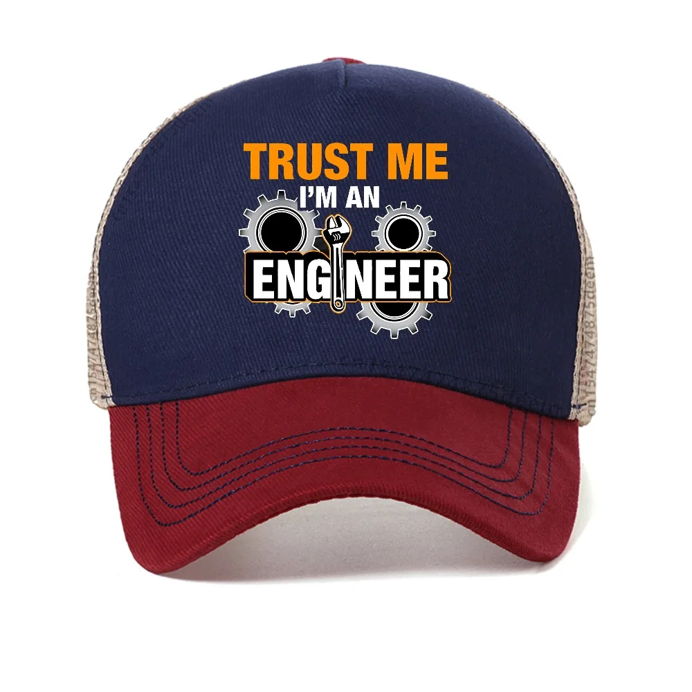 

Funny Saying Trust Me I Am An Engineer Design mesh baseball cap Men Geek Letter Programmer Streets Breathable sun hats