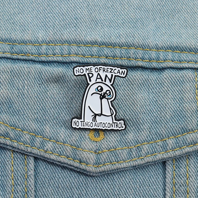 No Me Ofrezcan Pan Flork Meme Enamel Pin Funny Spanish Food Self‑Control Brooch Trendy Lapel Badge Gift
