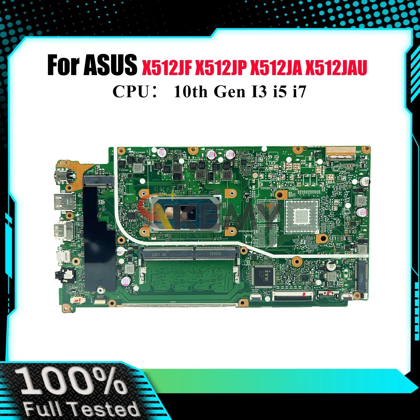 

X512JA Laptop Motherboard For ASUS V5000J S512J X512JAW K512J A512J X512JP X512JF X512JAU X512J Mainboard With 10th Gen I3 i5 i7