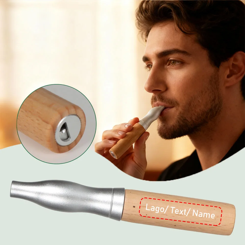 Nicotine-Free Quit Smoking Stick Natural Walnut Wood Inhaler with Essential Oil Capsules Aromatherapy Aid for Anxiety Relief