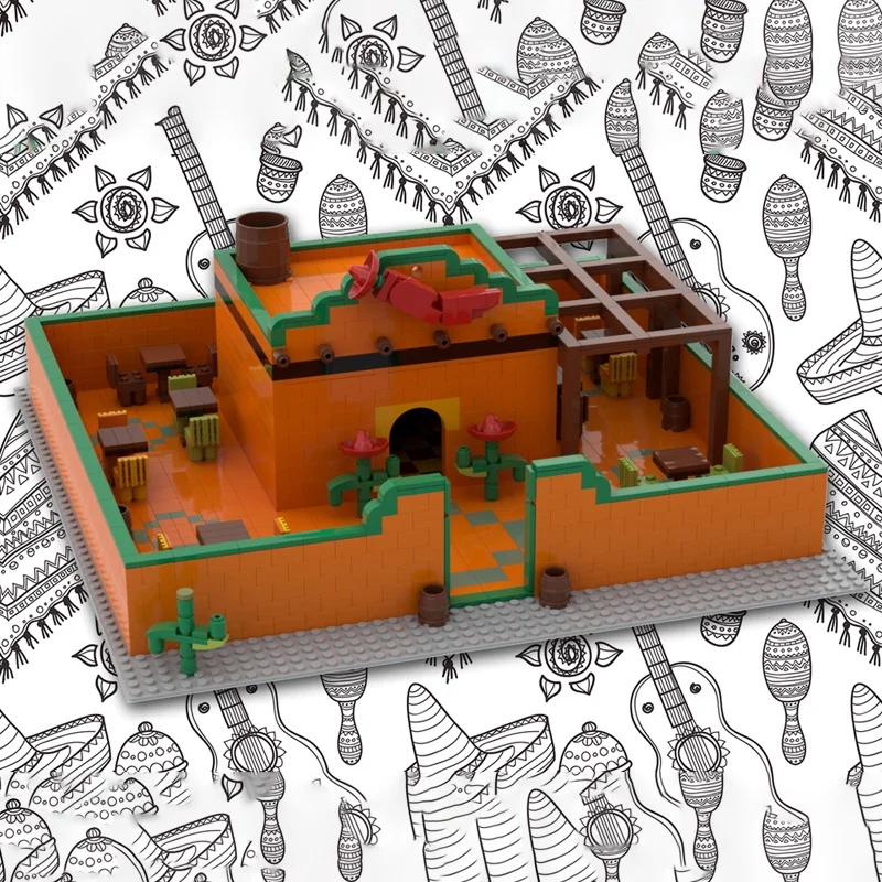 1930 قطعة MOC المكسيكي أصيلة مطعم نموذج اللبنات العمارة هدية الكريسماس فكرة إبداعية لعب عيد ميلاد الاطفال #2
