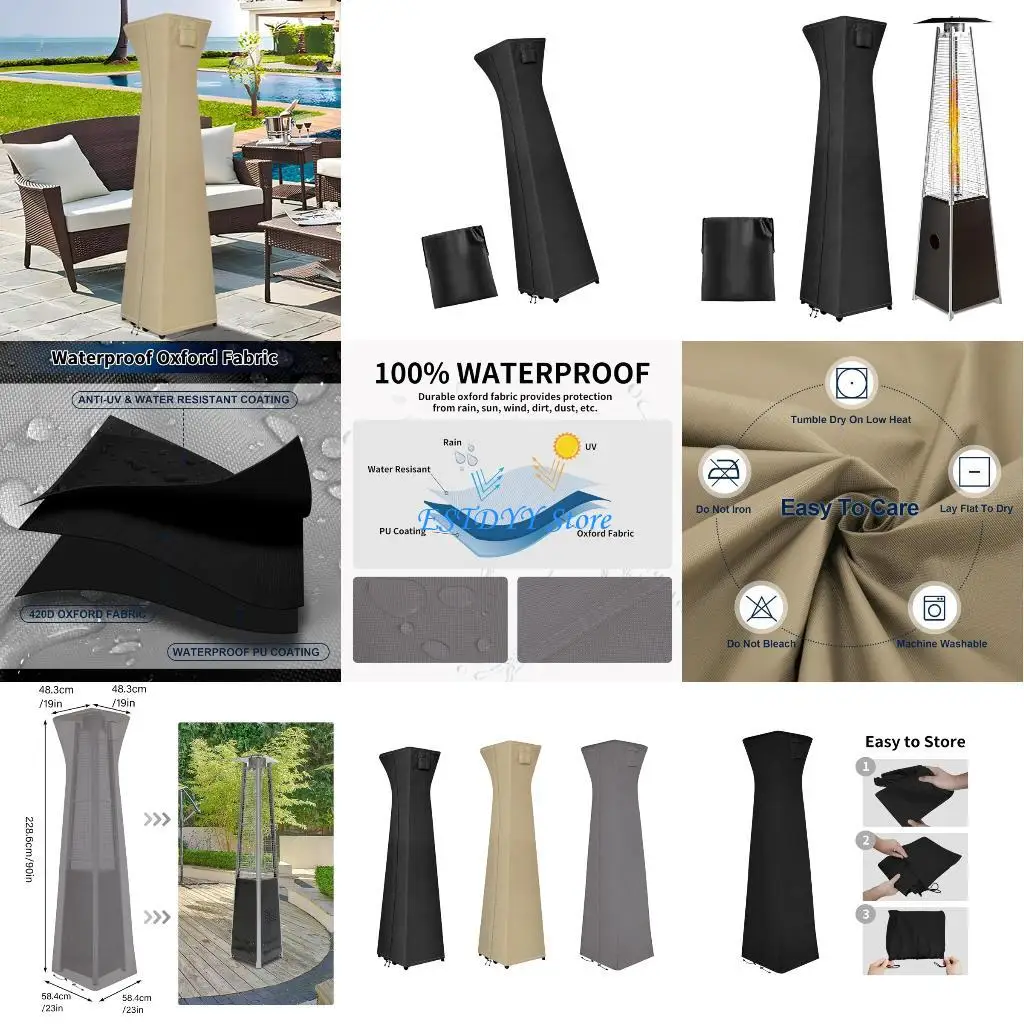 

G6DE Обогреватели для патио Крышка для хранения Пирамидальная структура Текстура ткани Оксфорд для эффективного обогрева в