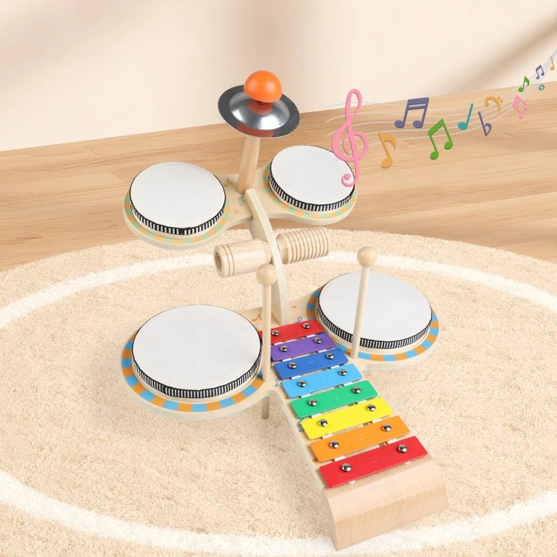 wooden-music-toys-for-babies-children's-multifunctional-music-knocking-table-early-education-kids-drum-set-music-toy-baby-gifts