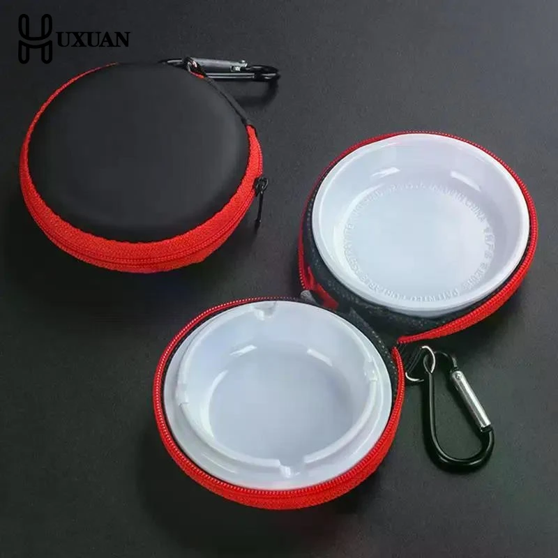 Lightweight EVA Portable Ashtray With Keychain Anti-smog Ashtray With Outer Bag Cover Car Travel Ashtray