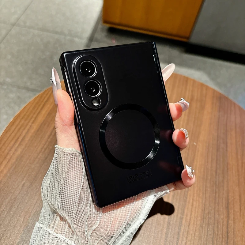 Case For Samsung Galaxy Z Fold 8 Fold8 Ultra Magnetic Electroplated Hard PC Hinge Protection with Front Glass Folding Cover