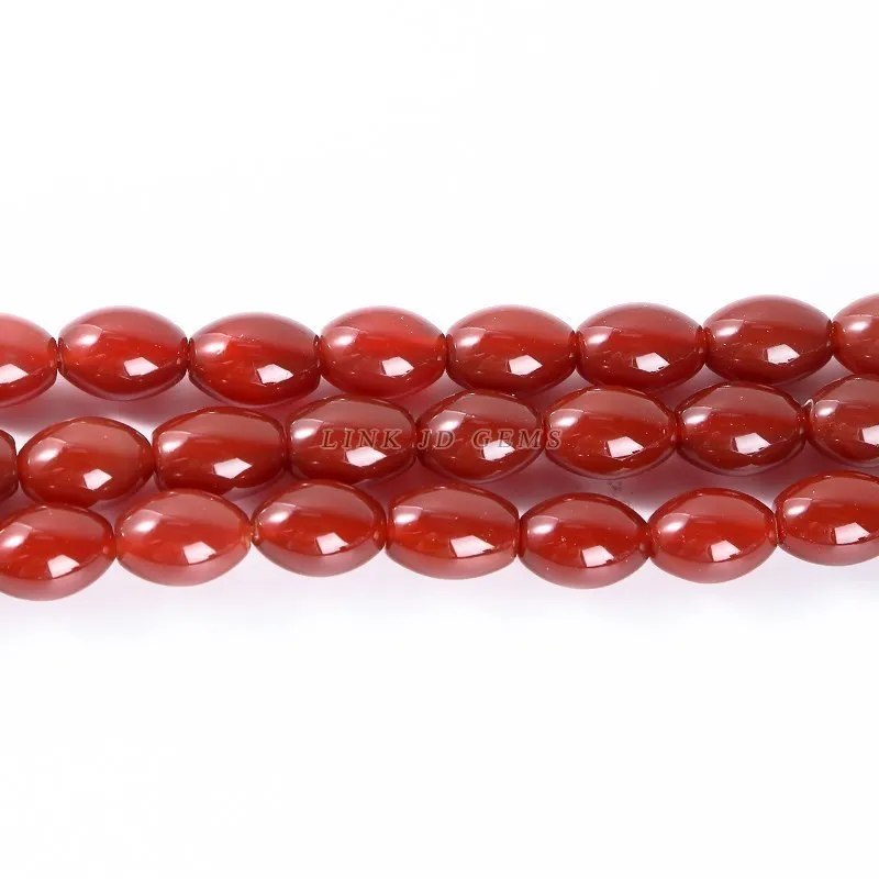 High Quality Natural Red Agate Rice Shape Beads Smooth Loose Spacer Beads For Jewelry Making Necklace Earring Diy Accessories