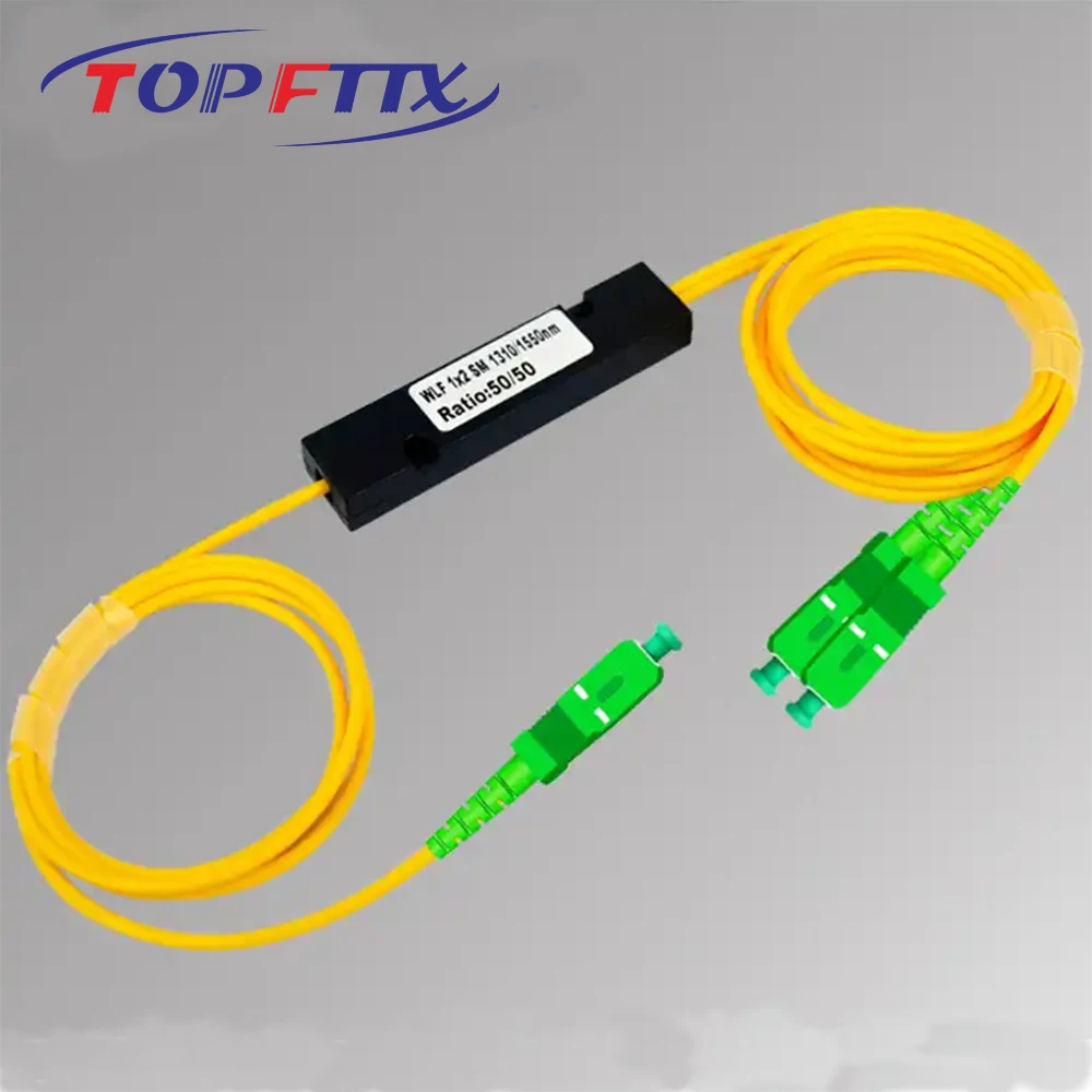 مقسم FBT من الألياف الضوئية مقاس 1 × 2، موصل مشاركة متوسط 50% SC/UPC SC/APC LC/FC، SM G652D 1 متر، أصفر LSZH #5