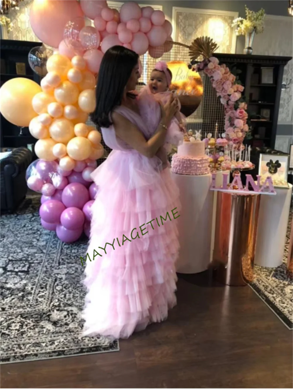 

CustomizeNew Mother Daughter Matching Dress for Birthday Party Tiered Puffy Tulle Infant Children Pageant Gown Christmas Dress