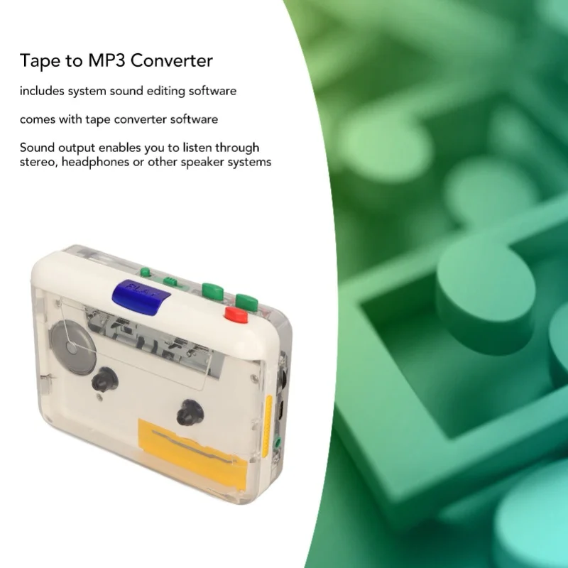 USB Cassette To MP3 Converter Plug And Play Rechargeable Portable Cassette Player For Headphone Speakers PCs Laptops