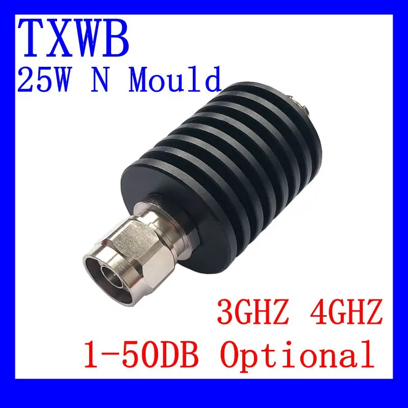 25W N Type Attenuator DC-3Ghz/4Ghz 1/2/3/5/6/10/15/20/30/40/50db N Male Plug to Female Jack RF coaxial Power Connector 50ohm