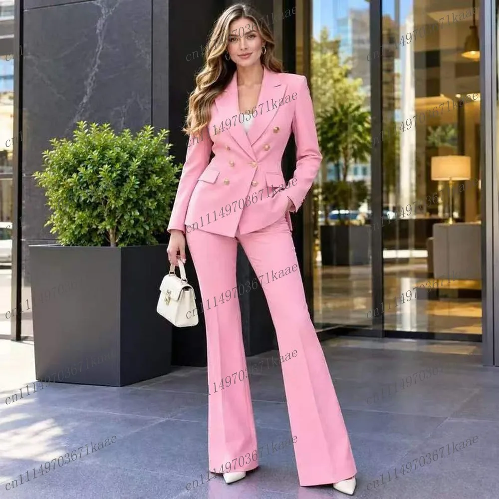 New Pink Women Suit Formal Occasion Wedding Party Business Prom Ladies Girl Mother Costume 2 Piece Set Jacket Pants