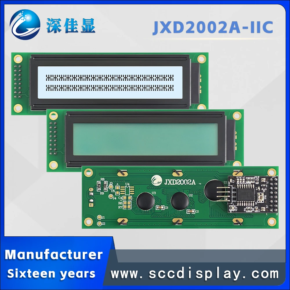 Russian language LCD 20*2 character dot matrix screen JXD2002A-IIC FSTN White Positive IIC/I2C with backlight LCM display module