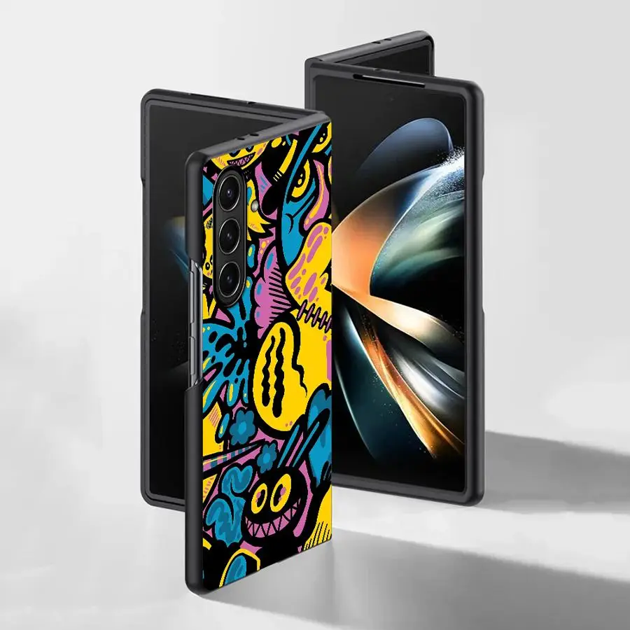Cartoon Graffiti Design Case for Samsung Galaxy ZFold5 ZFold4 ZFold7 ZFold3 Z Fold 7 6 5 4 3 ZFold6 Back Phone Cover