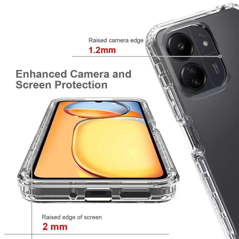for Poco C65 Crystal Clear Case, Shockproof Transparent Cases Hard Bumper Soft TPU Protective Cover for Redmi 13C 4G/5G,13R