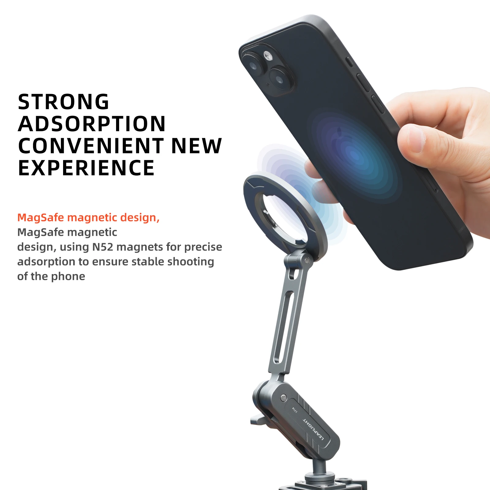 Suporte magnético para telefone LEAPLIGHT com porta Arca 360 °   Suporte de tripé de telefone de ajuste para Android da série MagSafe iPhone 12/13/14/15/16