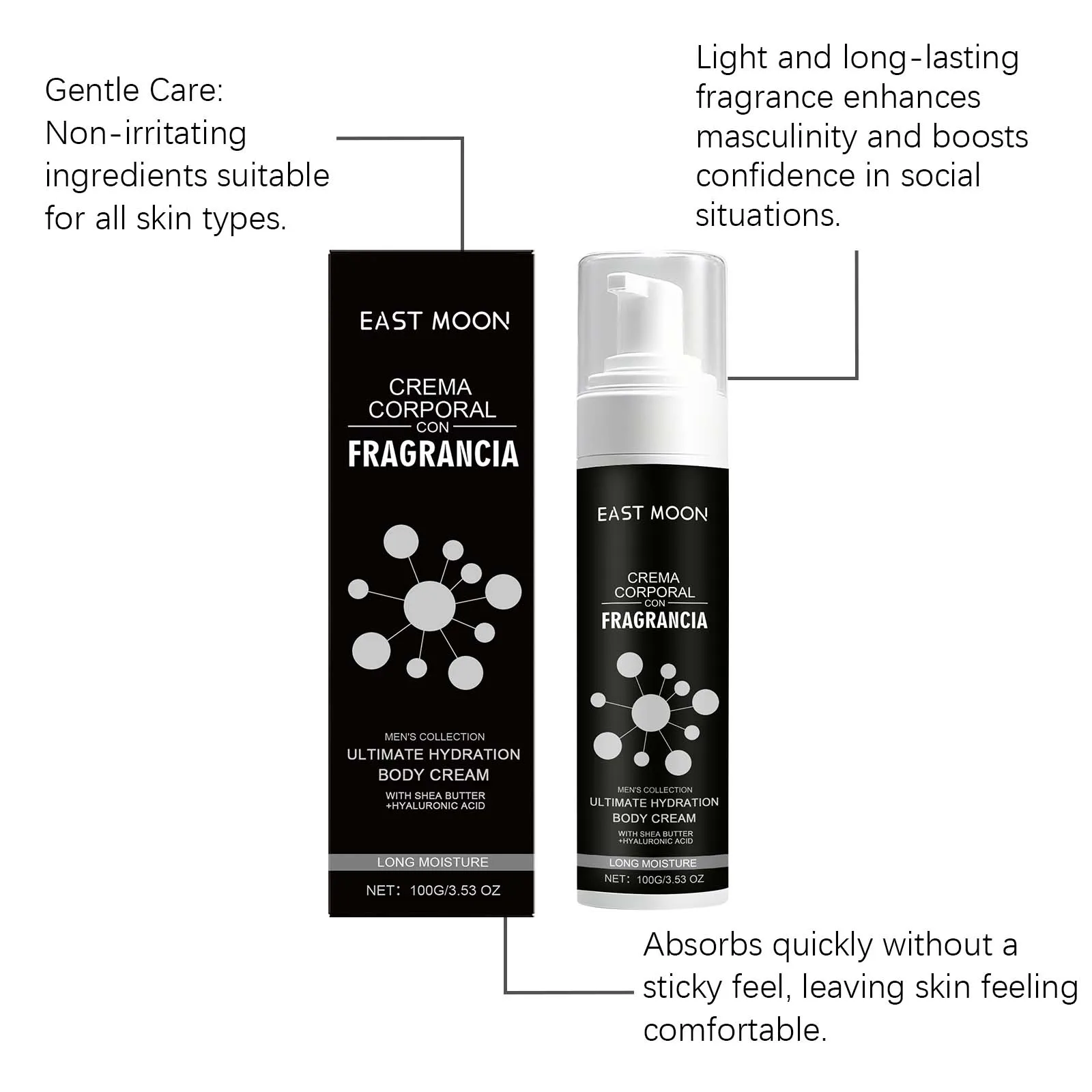 كريم الجسم المعطر للرجال من إيست مون، مستخلص خشب الصندل، غير دهني، سريع الامتصاص، يحسن مرونة نسيج البشرة الجافة #5