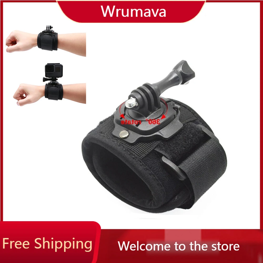 

360 Degree Rotating Wrist Hand Strap Band ArmTripod Mount Adapter Holder With Screw For Gopro Hero 12 11 10 xiaomi yi 4K Camera