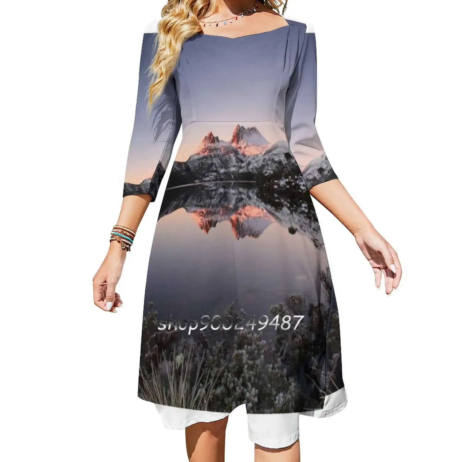 Cold Cradle Dejavu Again!!! Women Casual High Waist Mini Dress Short and Long Sleeve Dresses Fashion Dress Cradle Mountain