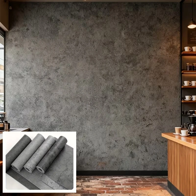 Vintage Industrial Style Self-Adhesive Wallpaper Peel & Paste Vinyl Wall Sticker for Kitchen Backsplash Bedroom Wall Renovation