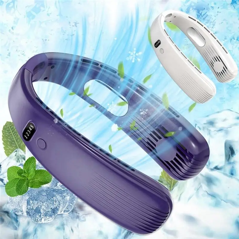 Gen Basic Bladeless Neck Fans,USB Leaf Less Operated Wearable Headphone Design Low Noise Neck Fans For Outdoor Sports
