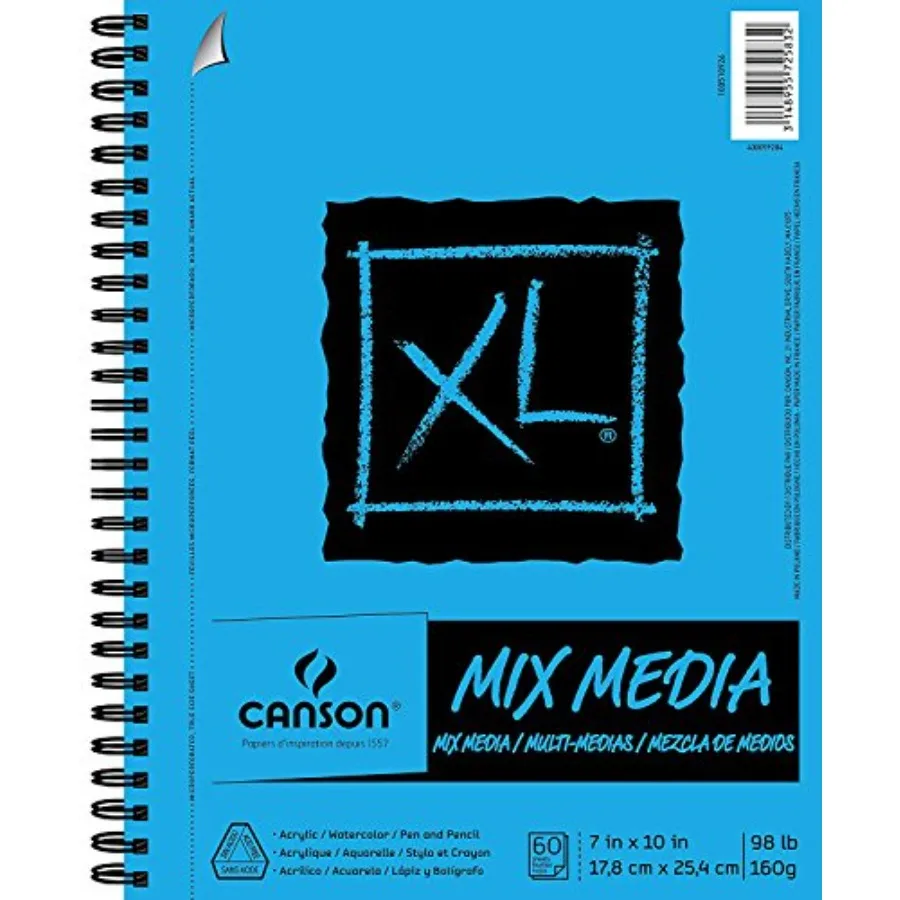 

XL Series Mix Media Paper Pad, Heavyweight, Fine Texture, Heavy Sizing for Wet and Dry Media, Side Wire Bound, 98 Pound, 7 x 10