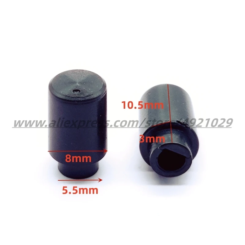 10PCS 8×13.5MM Black Plastic Convex Handle 3mm Knob Cap D Axis Potentiometer Encoder Switch Volume Knob 8*13.5 Half Shaft 3.5MM