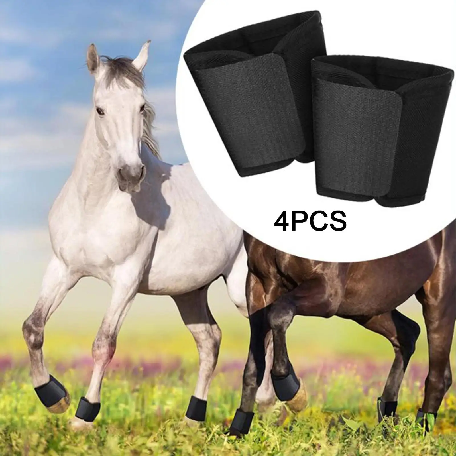 4 ชิ้นม้า Hock Shields ป้องกันห่ออุปกรณ์น้ําหนักเบา Horse Boots สําหรับขี่ม้ากลางแจ้ง