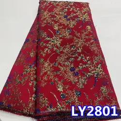 Jacquard Brocade Lace Fabric Materials 2023 High Quality African Nigerian Organza Lace Fabric For Woman Party Dress Sew LY2801