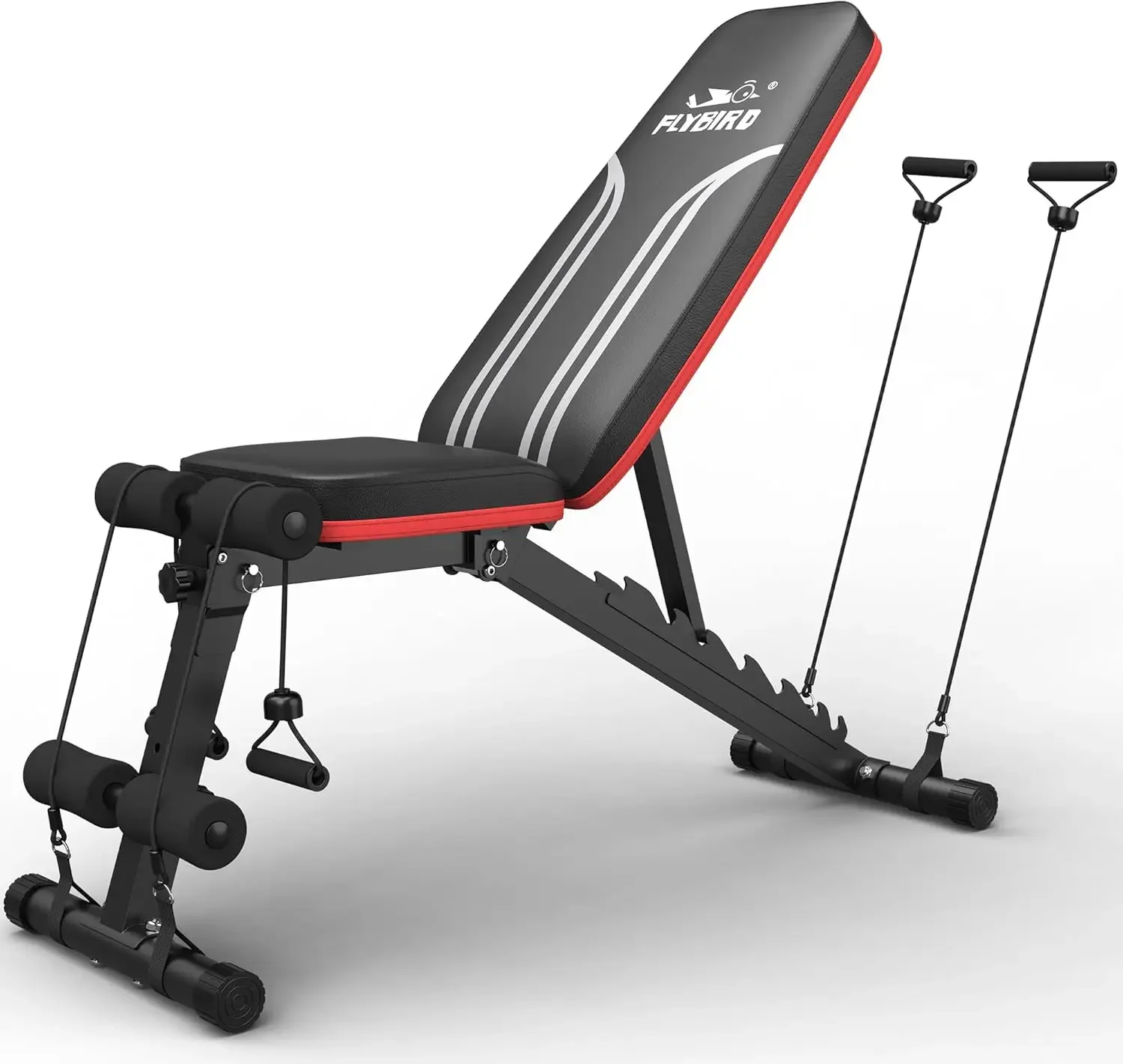 FLYBIRD Multifunctional Hantelbank, 8-Fach Adjustable Backrest/3-Fach Adjustable Foot Support, 317 kg Belastbarkeit, Klappb