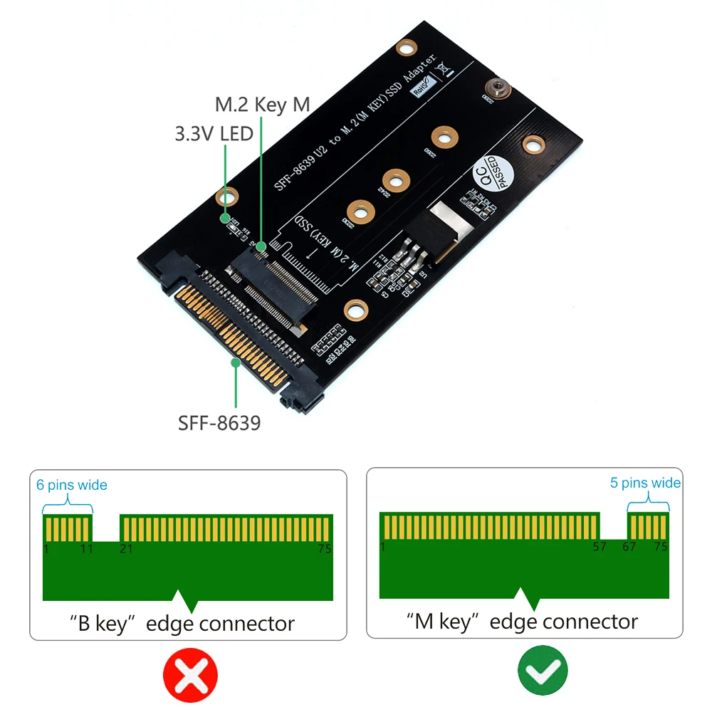 Adaptador NVME M.2 SSD clave M a U.2 con refrigeración M.2 SSD M2 NVME PCI-E SSD a pci-express 4x X16 U.2, adaptador de SFF-8639 para ordenador