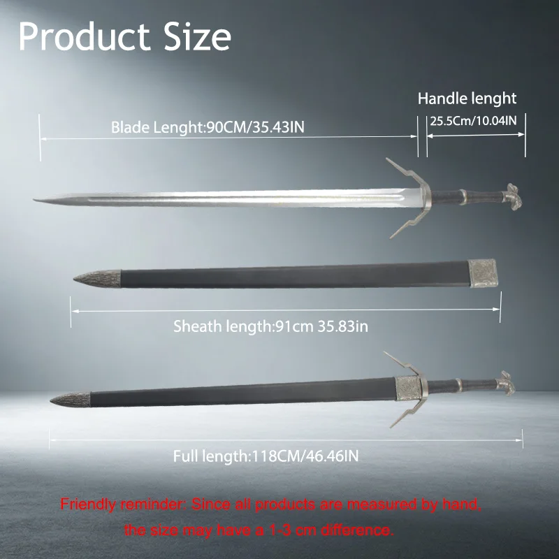 118Cm Fantasy Style Long Sword Cosplay Stage Props, Bamboo Unsharpened Safe Edge, Home Decor Collectible Ornament With Sheath Christmas Gift