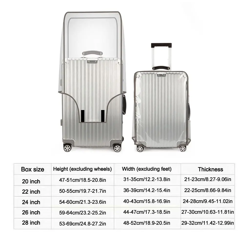 16-28 Inch Travel Luggage Cover PVC Transparent Luggage Protector Cover Waterproof Dustproof Suitcase Protector Cover Luggage