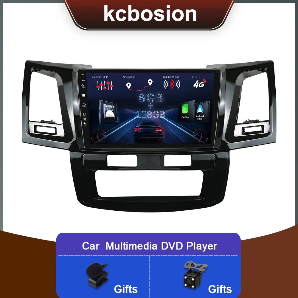 2 Din Car Stereo Radio Multimedia DVD Android 14 For Toyota Hilux/Fortuner Revo Vigo 2005-2014 GPS Carplay Auto DSP 6+128G