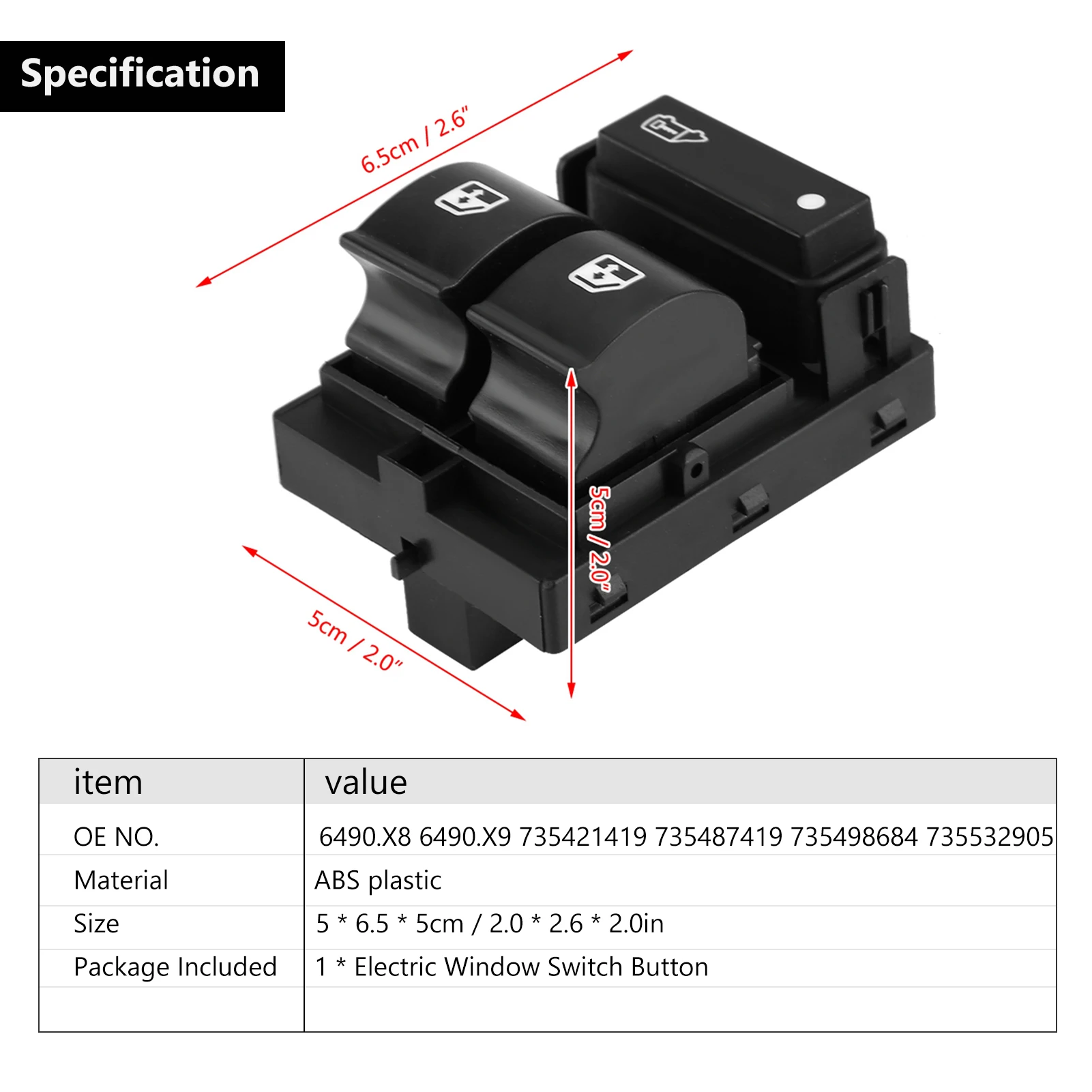 Car Electric Window Switch Button for Citroen Relay Fiat Doblo Ducato Peugeot Boxer 735421419