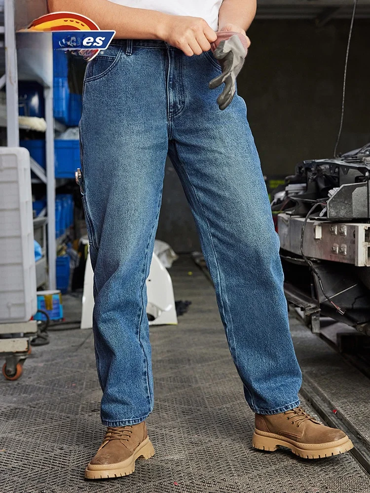Calças Jeans Oversized Estilo Pai  Outono Inverno para Homens e Mulheres, Jeans Baggy de Algodão com Perna Reta, Cláss...