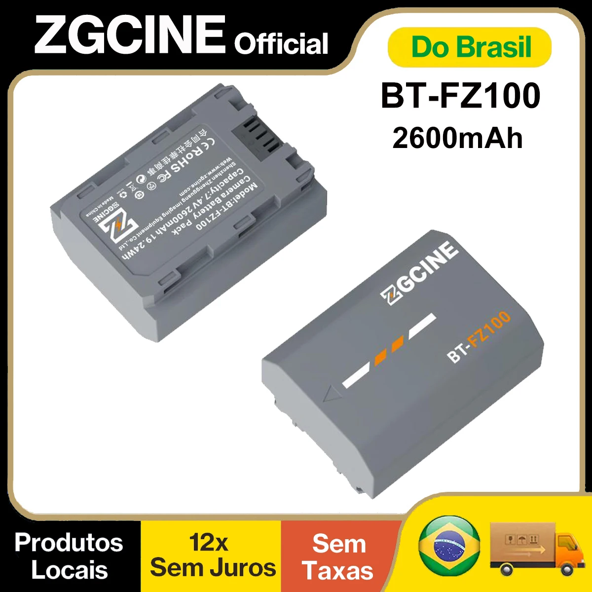 【do-brasil】zgcine-bt-fz100-camera-battery-2600mah-for-sony-a7m5-a7iv-a7cii-zv-e1-a6700-fx3-fx30-zv-e10ii-a7rv-a7siii-fx2-a7c