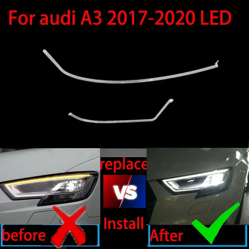 For Audi A3 2016-2018 Aperture Headlights DRL Headlamp Guide Plate Daytime Running Light Tube Photosphere LED Strip White Light