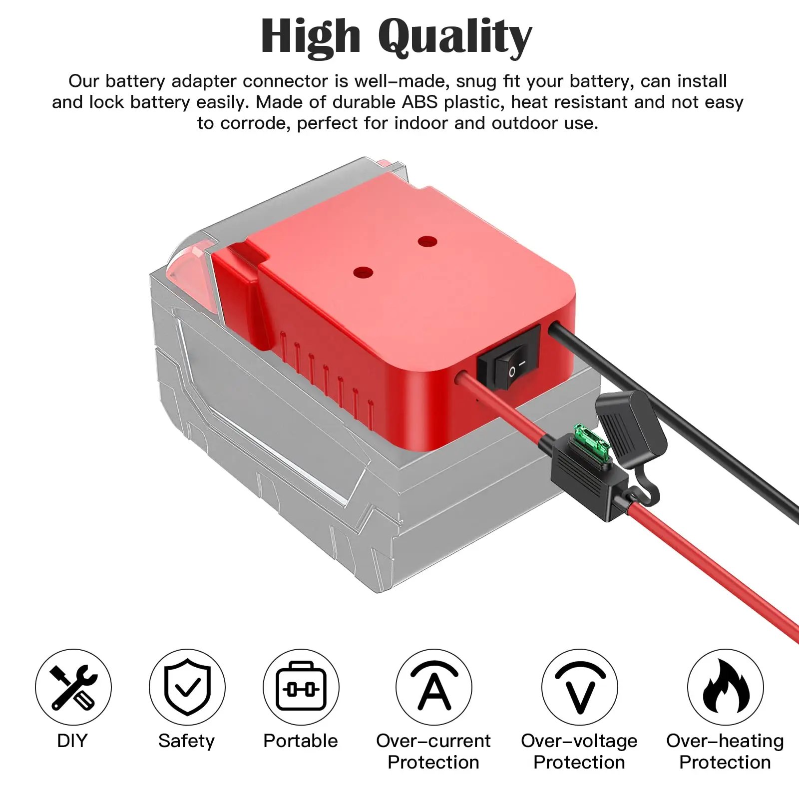 Power Wheel Adapter for Milwaukee M18 Battery Adapter 18V Power Wheel Battery Conversion Kit with Switch, Fuse & Wire Terminals