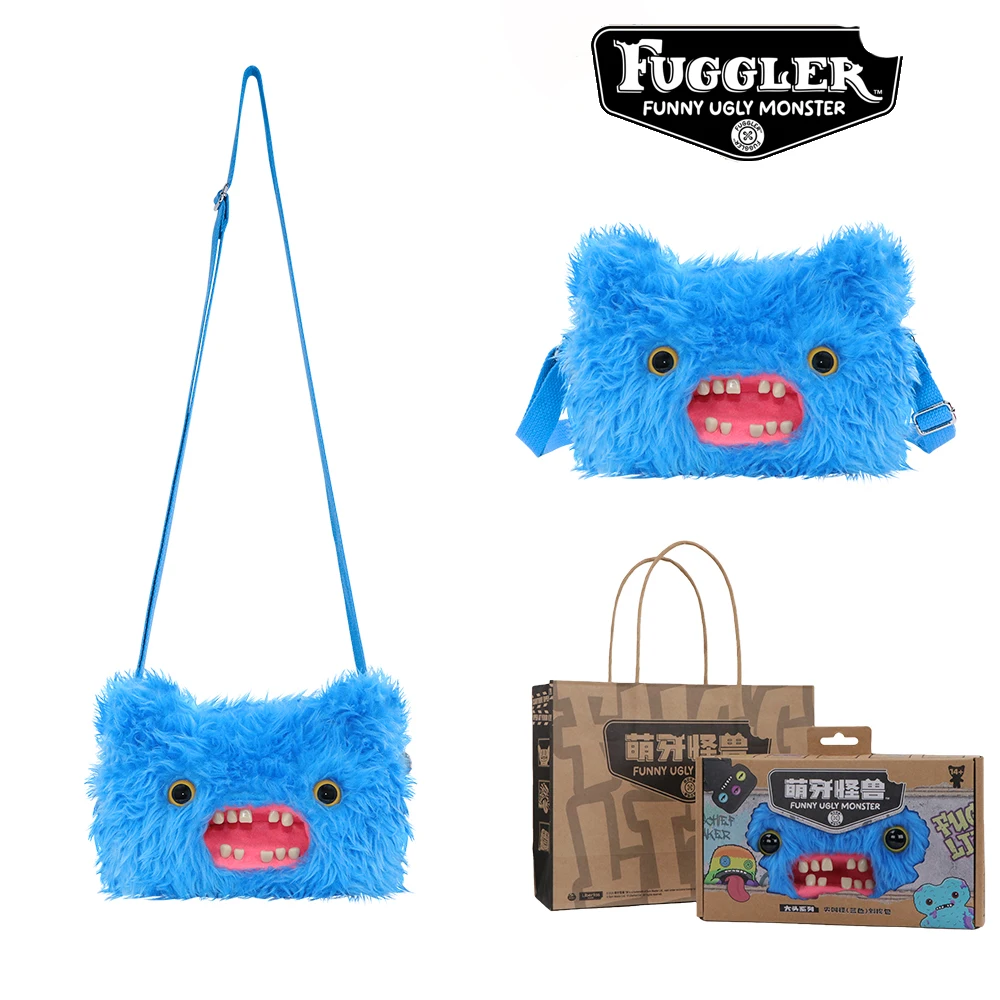 Fuggler Ugly Tooth Monster Fluffy Crossbody bag Cute Fugglers Plush Purse Backpack Wallet Girls Cartoon Animal with Chain Strap