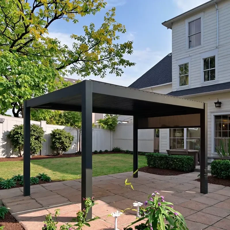Amas Luxury Modern Bioclimatic Outdoor Aluminum Powder Coated Waterproof Motorized Louver Roof for Custom Balcony Pergola