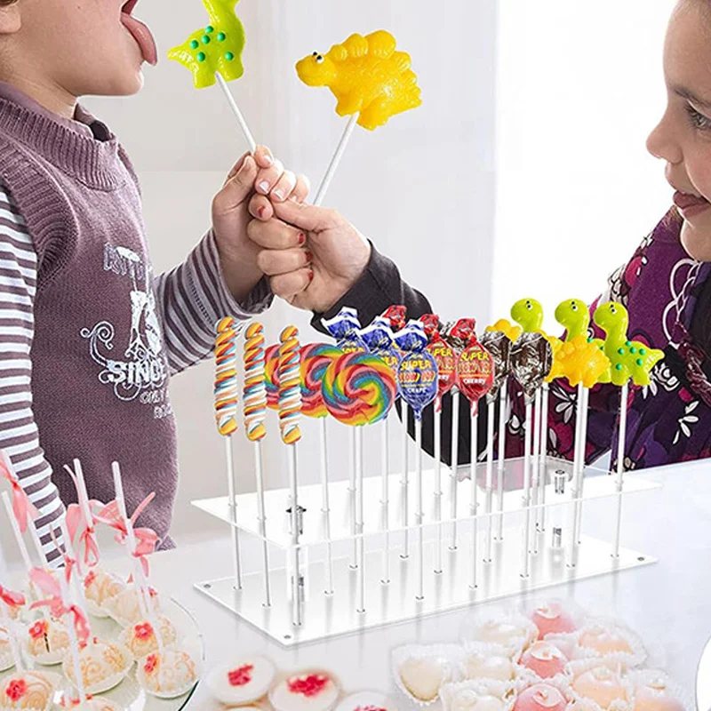 YOMDID Acryl-Lutscherständer mit 24 Löchern, transparenter Lutscher-Displayständer, abnehmbarer Kuchen-Lutscherständer, Party-Dekoration – Detail 12