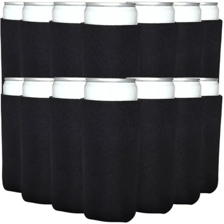 Slim Can Cooler Sleeves 25-Pack Skinny Tall Cans Bottles 12 Oz Thin Fit Seltzer Size Insulated Bulk Sublimation Blanks for Heat