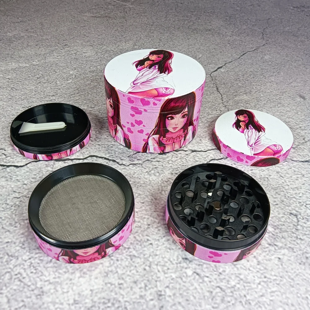 2/2.5inch Cartoon DVA Metal Herb Grinder Grass Cigar Mill Mortar 4-Layers Tobacco Vanilla Bud Grinder Smoking Cigarette Tool
